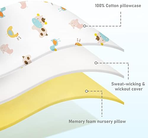 Pillow ICARE Toddler para respirável orgânico adormecido com fronha lavável de desenhos animados