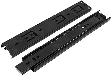 X-Dree Móveis gaveta Telescópica 3 vezes Rail Slides Black 10 Comprimento 2pcs (Cassetto Telescopico