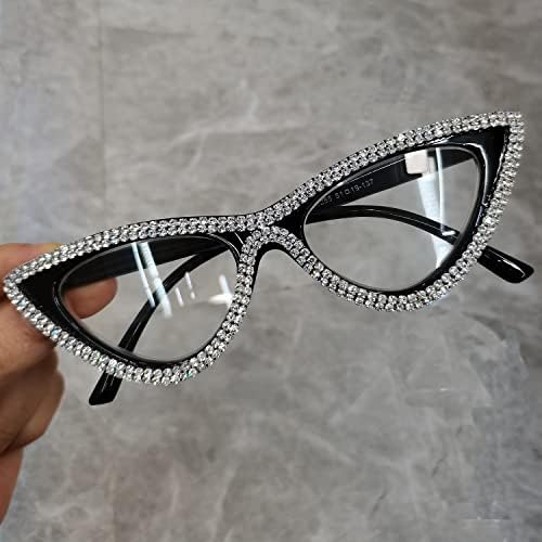 Óculos de leitura de olho de gato fureciosos para mulheres elegantes shinestone ladries estreitas