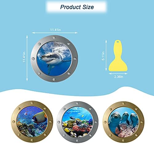 4pcs Ocean World Wall Adreters com espátula plástica, Fodiens 3D Escola de Fish School Decoração