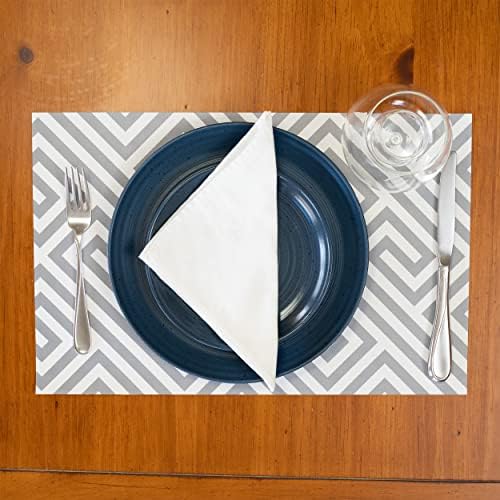 Placemats de papel cinza para mesa de jantar - Placemats geométricos quadrados descartáveis ​​30 folhas por