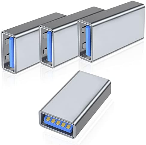 AREME 4 PACK USB 3.0 Adaptador, alumínio USB para USB Extension Connector, USB Uma fêmea para fêmea Extender