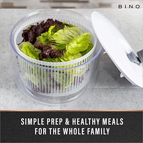 Bino | Salada Spinner - 2,75 qt | Pequeno girador manual de alface | Salada Spinner com Salad Bowl para servir | Frutas e cestas de vegetais e girador | Macarrão e ervas giratórias com o Chandlender | Gadgets de cozinha