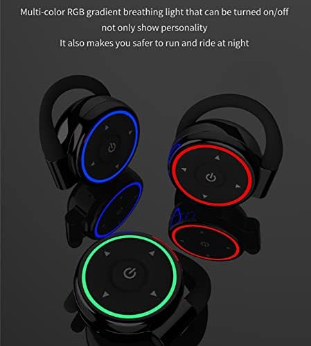 KJGJ Ear fone de ouvido aberto sem fio Condução Headpones Earhooks 5.0 Bluetooth fone de ouvido Bulit de fone de ouvido em microfone e fone de ouvido esportivos de jogo de som cristalino com lâmpada de respiração RGB