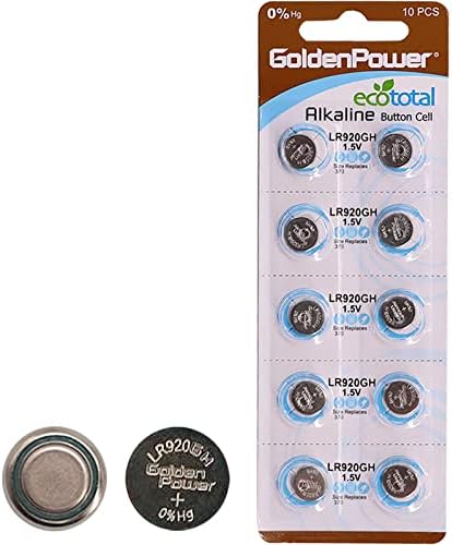 Golden Power LR920GH Button alcalino Célula 1.5V Bateria Hi-Pro Strong mais forte desempenho à prova de vazamento, 10 contagem