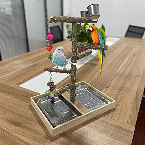 Tfwadmx pássaro poleiro de madeira natural stand brinquedo parrot tocação stand plataforma pássaro
