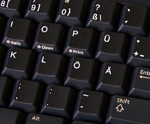 Adesivos de teclado não transparentes alemães em fundo preto para desktop, laptop e caderno