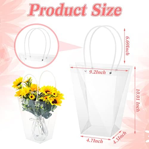 Sacos de buquê de flores transparentes de 12 peças com maçaneta, transparente Florist Shop Packaging