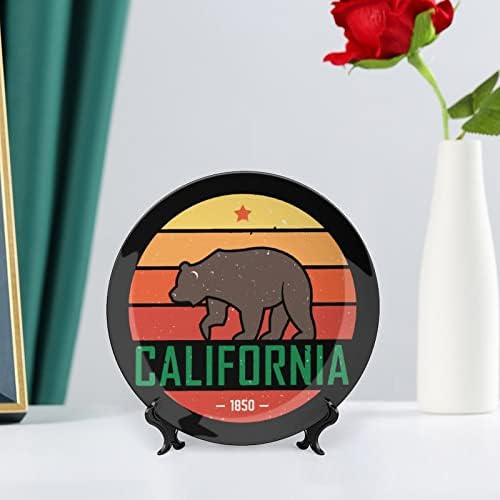 República da Califórnia Urso de osso engraçado China Decorativa Placas de cerâmica redonda Craft With