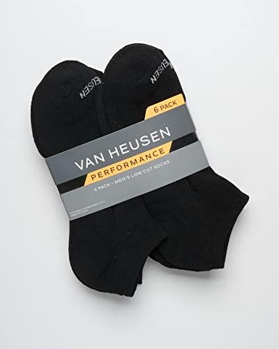 Van Heusen Socks Men - Almofada Athletic Low Cut Taiks, tamanho 6-12.5, All Black