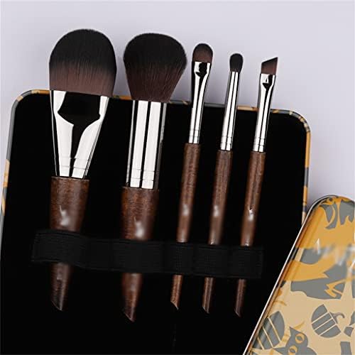 Wionc Brush-5pcs portáteis escovas de maquiagem e cabelos sintéticos de caixa de armazenamento de ferro manípulo