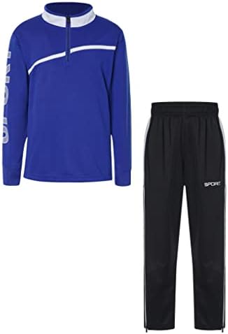 Hansber Kids Boys Football Stacksuit de manga longa Sweatshirt atlético com calças de moletom de pista