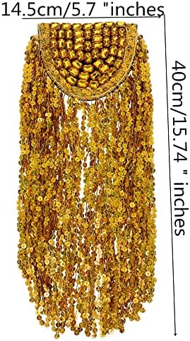 Gold borla com miçangas shinestones lantejoulas epaulette para roupas punk casaco terno de tassel tassel remendos de ombro Apliques 2pcs th22512f