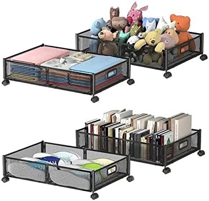 Sob recipientes de armazenamento de cama, sob a cama armazenamento de sapatos com rodas, organização