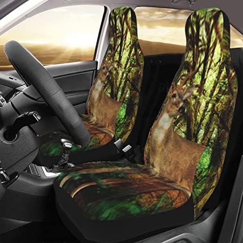 Fawn na capa de assento de carro da floresta de fantasia Tampa de almofada de assento de carro, adequado para carro/SUV/caminhão/van, suíte geral do interior do carro