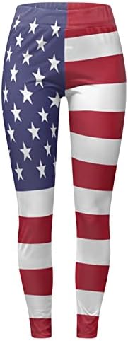 Leggings de ioga para mulheres barriga Controle USA Flag listra Estrela de lápis Slim Lápis