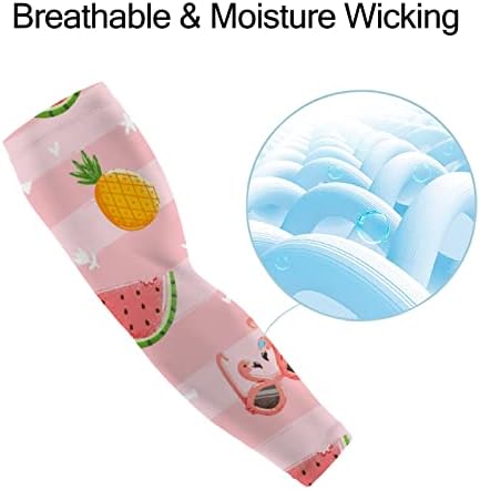 Mangas de braço de proteção solar UV unissex, mangas refrescantes de comida de verão rosa, escudo