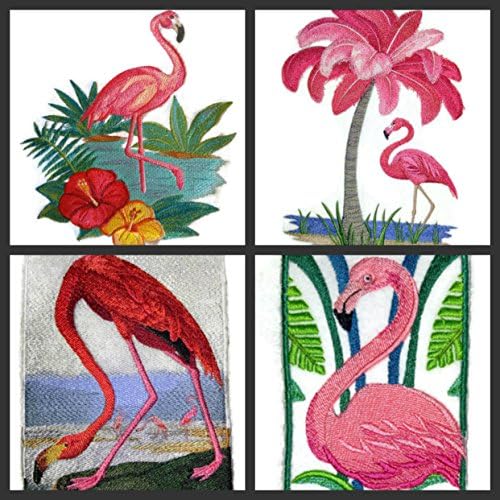 A natureza tecida em fios, Amazing Birds Kingdom [árvore flamingo] [personalizada e exclusiva] Ferro bordado/patch de costura [9.1 6.9] [Feito nos EUA]