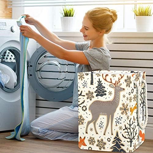 Animais florestais desenhados à mão Indomer 300D Oxford PVC Roupas impermeáveis ​​cestas de lavanderia grande para cobertores Toys de roupas no quarto