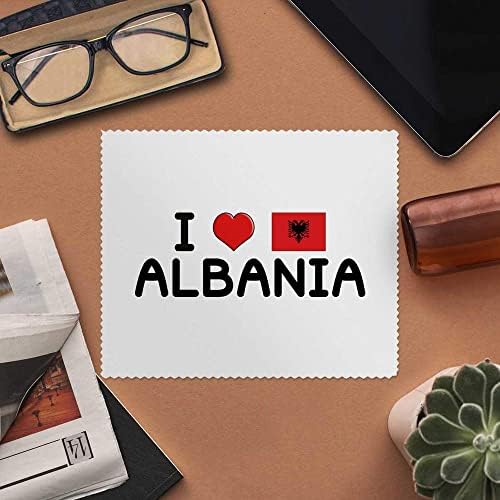 2 x 'eu amo albânia' lentes/óculos de limpeza de lentes de microfibra