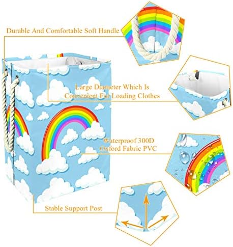 Mapolo Lavanderia cesto nuvens arco -íris Padrão padrão cesto de armazenamento de lavanderia dobrável