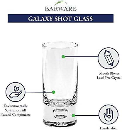 Badash Galáxia personalizada copos, conjunto de 6 óculos de cheiro de cristal de 3 onças de altura para tequila,