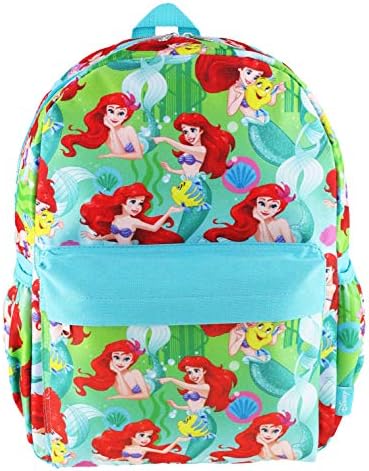 A Little Mermaid de 16 polegadas da Disney em toda a mochila impressa de luxo com compartimento de laptop