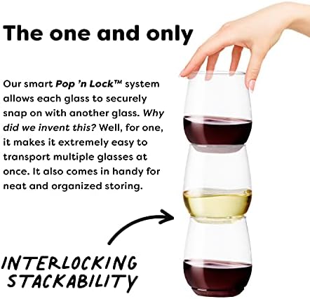 Tossware Pop 14oz Stemmed Vino Conjunto de 48, copos de vinho de plástico reciclável, inquebrável e cristalino