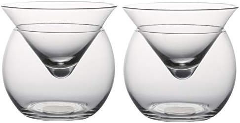 Conjunto de vidro NBSXR -Cocktail, triângulo de vidro duplo com base, copo de coquetel refrigerado, copo de coquetel molecular, dois pedaços, pequenos