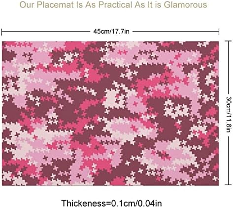 Camuflagem rosa houndstooth pvc tabela tapetes laváveis ​​placemats toque tonela de mesa almofada para mesa de jantar