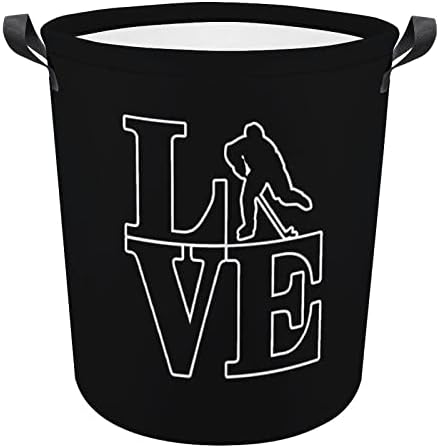 Love Hockey Laundry Basket Basking Bin Horting Saco Cestos de Roupas para Domens