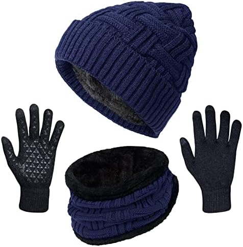 Luvas de chapéu de gorro de inverno e luvas de tela sensível