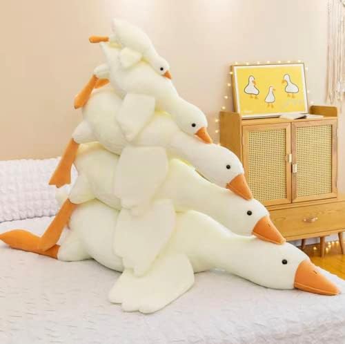 Gigante Long Plush Braneco Brinquedo Branco de Ganso Bigas Bigas Duck Abraço Massagem Pillow Pillow Noffriista Coscão para Menina Companheiros Fluffy