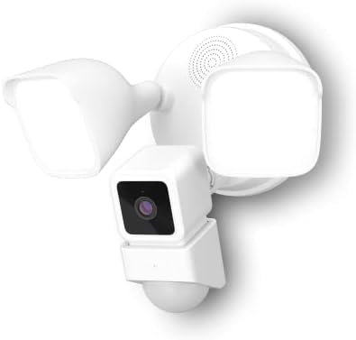 Wyze Cam Floodlight com 2600 LEDs de lúmen, câmera de segurança inteligente ao ar livre de 1080p HD IP65, visão noturna em cores, detecção de movimento personalizável de 270 graus, sirene de 105dB e áudio de duas vias