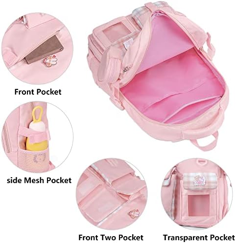 Mochilas fofas para meninas, mochila rosa Kawaii Girls, bolsa escolar grande para crianças
