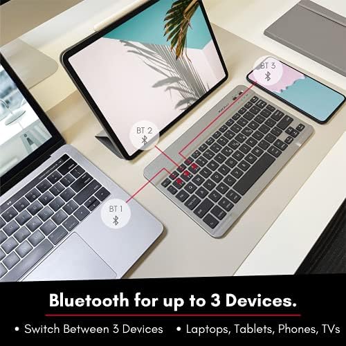 Macally BackLit portátil Bluetooth Teclado para iPad mini/pro, iPhone, telefone, Kindle Fire, Android - Universal 7 Backlit Colors Tablet Teclate Mini - Teclado sem fio Bluetooth pequeno