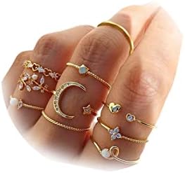 Anéis de empilhamento de ouro de huasai para mulheres anéis de articulações de borboleta anéis de cobra anéis de estrela da lua anéis de empilhamento de coração para meninas