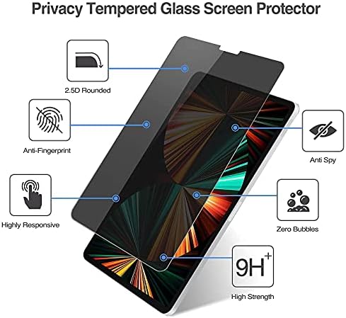 Procase iPad Pro 12,9 polegadas Protetor de tela de privacidade 2021 5th/ 2020 4º/ 2018 Pacote de 3ª geração