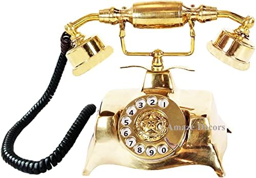 Ama decors de bronze sólido vintage telefone antigo com discagem rotativa por telefone de trabalho