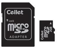 MicroSD de 2 GB do Cellet para Motorola MB855 Memória flash personalizada, transmissão de alta velocidade, plug e play, com adaptador SD em tamanho grande.