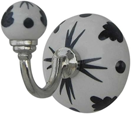 INDIANSHELL 3 PACK GOOK | Ganchos pendurados pesados ​​| Ganchos pretos para chaves na parede | Casaco de cerâmica ganchos modernos | Gols de cabides de parede floral [5,72 cm]