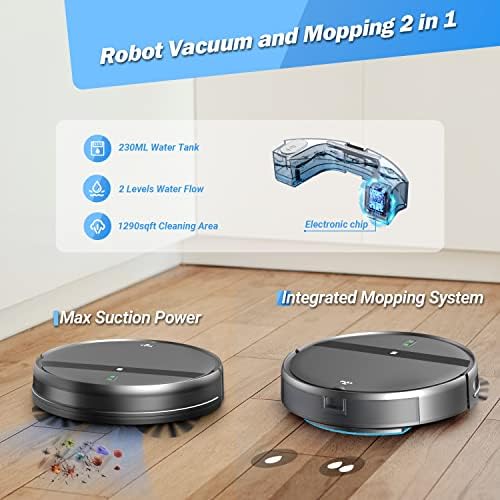 Manvins Robot Vacuum and Mop Combo, App/Alexa, vácuo robótico com wifi/bluetooth, pó de limpeza