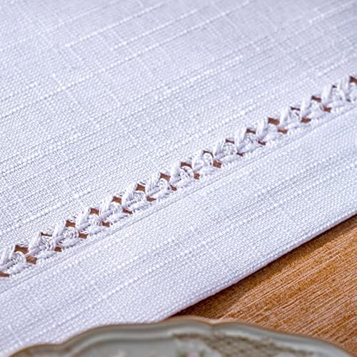 Sutávia feita artesanal mesa de cânhamo corredor retangular cachecol de tecido natural linho de algodão