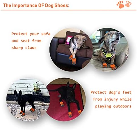 Botas xsy & g de cachorro, sapatos de cachorro à prova d'água, botas de cachorro com tiras refletivas sola anti-deslizamento e sapatos de cães à prova de skid para cães médios 4pcs do tamanho de laranja 8