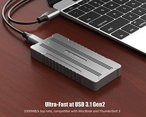 ELECGEAR NVME USB INCLUSING, PORTABLE M.2 SSD USB 10GBPS 3.1 GEN2 Case de adaptador de resfriamento de alumínio externo, PCI-E 2280/2260/2242/2230 Leitor de cartões, NVME Caddy com cabo usb tipo A e C