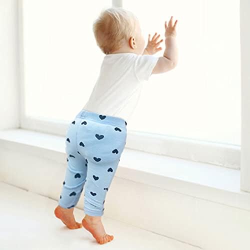 U · nikaka criança calça de bebê leggings para menina com estampa de cinto com estampa de 5 mochilas de algodão em cinza azul branco e rosa