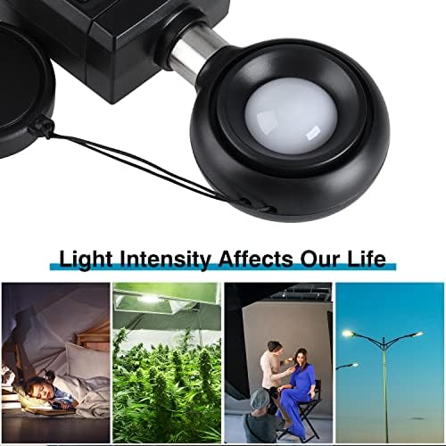 Medidor de luz, medidor de lux portátil para fotografia LED Plants LED, medidor de iluminação de fotômetro digital Faixa de até 200.000 lux, sensor de iluminação fotográfica com dados máximos