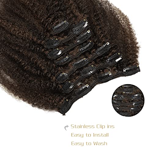 Caliee Kinky Curly Clip em extensões de cabelo Destaque marrom escuro e preto em extensões de cabelo para mulheres