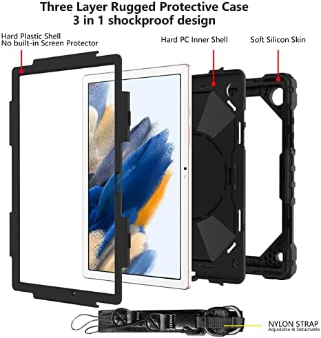 Caso para o Samsung Galaxy Tab A8 10,5 polegadas 2021, Galaxy Tab A8 Caixa de 10,5 polegadas Caixa de proteção pesada à prova de choque Weath Caso de proteção W 360 °