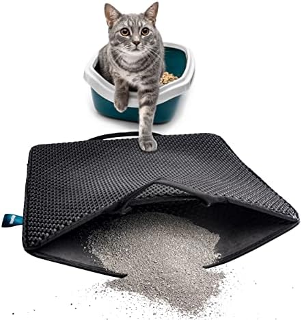 Tapete de trapagem de ninhada de gato com alças - material à prova de água para fácil limpeza - design de